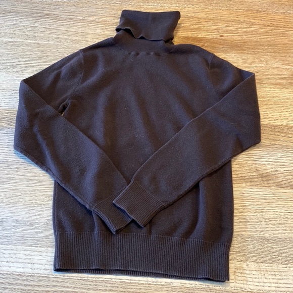 Chocolate brown cotton cashmere blend APC turtleneck sweater, XS - Picture 1 of 7
